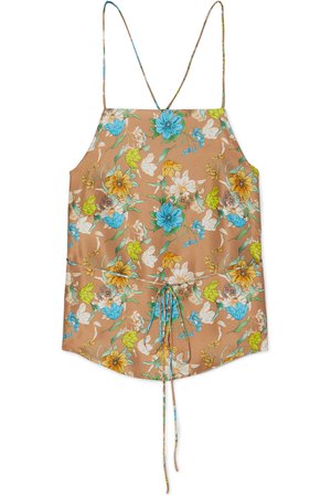 HARMUR | Tie-back floral-print silk-satin camisole | NET-A-PORTER.COM