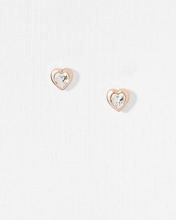 Crystal heart earrings - Clear | Jewellery | Ted Baker UK