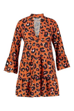 Plus Leopard Smock Dress | Boohoo