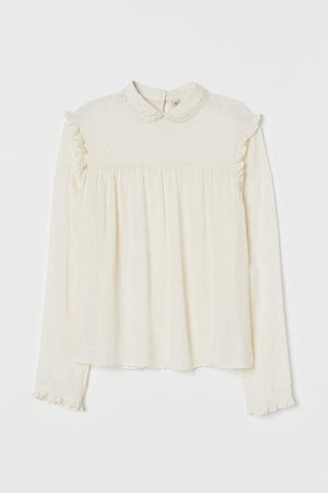 Blouse with Ruffle - White