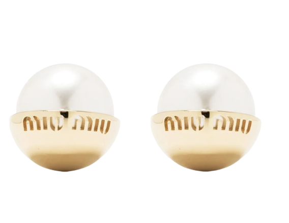 Miu Miu laser-cut Logo Stud Earrings - Farfetch