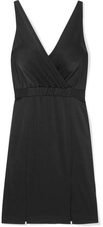 Norah Wrap-effect Satin-crepe Dress - Black
