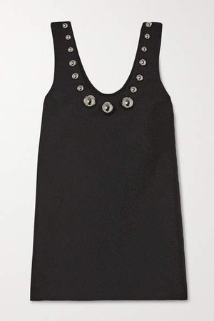 Embellished Jacquard Mini Dress - Black