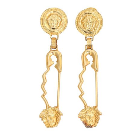 RARE GIANNI VERSACE LARGE SAFETY PIN EARRINGS