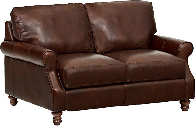 Amazon.com: Stone & Beam Charles Classic Oversized Leather Sofa, 92"W, Walnut: Kitchen & Dining