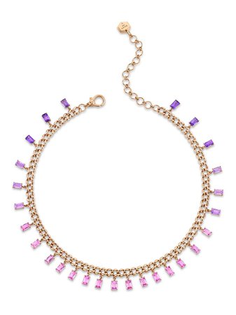 SHAY 18kt rose gold ombre baguette pink sapphire and amethyst choker - FARFETCH
