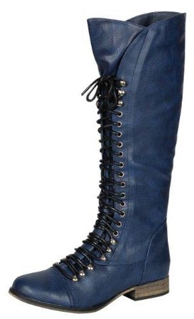 blue lace up boots