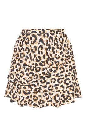 Plus Brown Leopard Mini Skirt | Plus Size | PrettyLittleThing USA