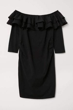 MAMA Off-the-shoulder Dress - Black