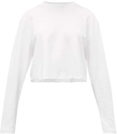 Wardrobe.Nyc Wardrobe.nyc - Cropped Long Sleeved Cotton T Shirt - Womens - White