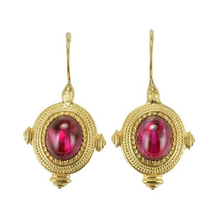 New Etruscan Style Vermeil Drop Earrings For Sale at 1stDibs