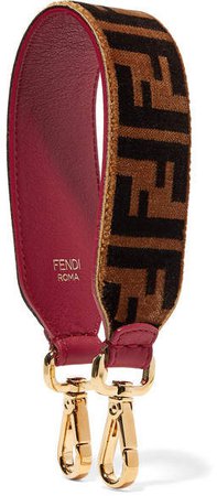 Printed Velvet And Leather Bag Strap - Brown