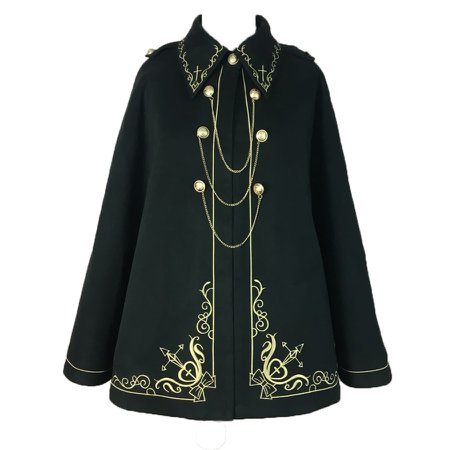 New Dark Earl Cross Embroidered Swallowtail Cape Coat