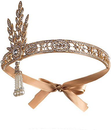 Amazon.com: Metme Flapper Headband Bling Rhinestone Pearl Wedding Headpiece 1920s Gatsby Themes Party Accessoires with Gift Box: Clothing