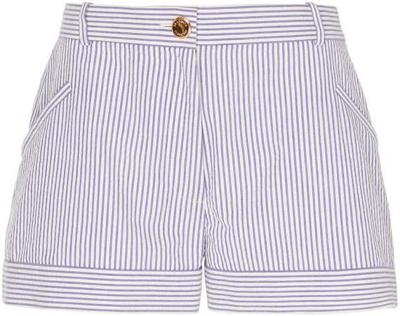 Brandon Maxwell Striped Linen Mini Shorts Size: 0