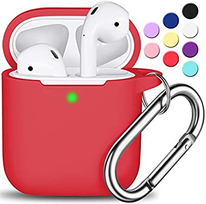 Amazon.com: AirPods Case Cover with Keychain, Full Protective Silicone AirPods Accessories Skin Cover for Women Girl with Apple AirPods Wireless Charging Case,Front LED Visible-Red: Home Audio & Theater