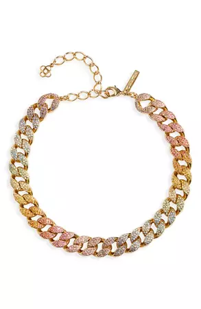 Oscar de la Renta Rainbow Crystal Pavé Gourmette Collar Necklace | Nordstrom