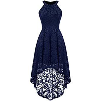 Womens Halloween Halter Dresses Floral Lace Gothic Cocktail Dresses Sleeveless Lace Up Formal Dress Swing Prom Party Dress Dark Blue at Amazon Women’s Clothing store