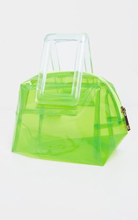 Neon Lime Clear Resin Handle Mini Bag | PrettyLittleThing USA