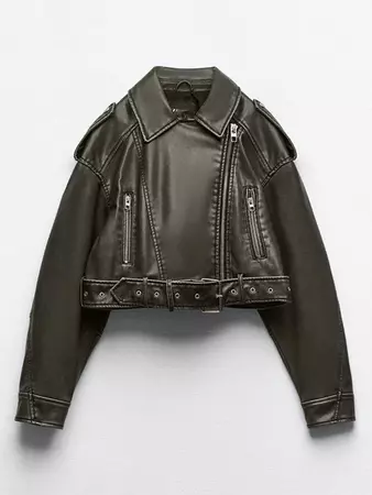 Women's Daily Streetwear Buckle Belted Zippered Pockets Zip Up Faux Leather Biker Motorcycle Jacket In BLACK | ZAFUL 2024