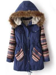 Blue Patterned Winter Coat