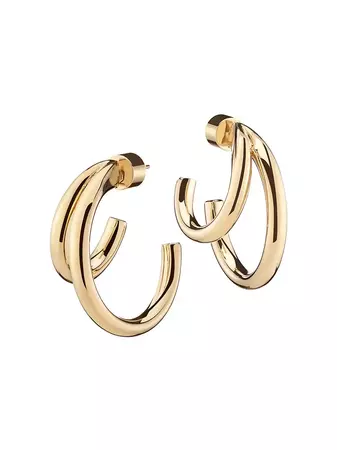 Shop Jennifer Fisher Lilly 10K-Gold-Plated Small Double-Hoop Earrings | Saks Fifth Avenue