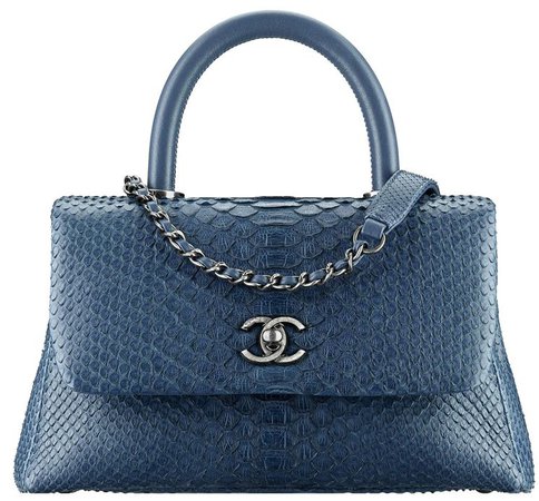 Chanel, Coco Top Handle Bag in blue python