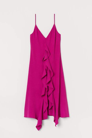 Creped Flounced Dress - Pink