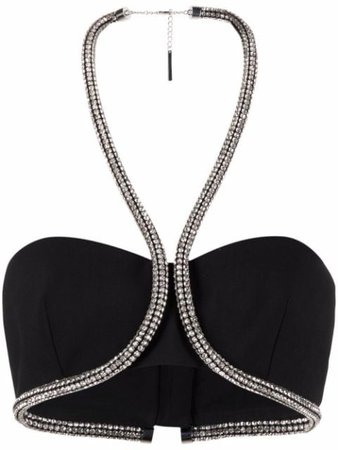 Shop AREA crystal strap cropped top with Express Delivery - FARFETCH