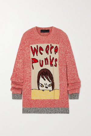 Red + Yoshitomo Nara intarsia organic cotton sweater | Stella McCartney | NET-A-PORTER