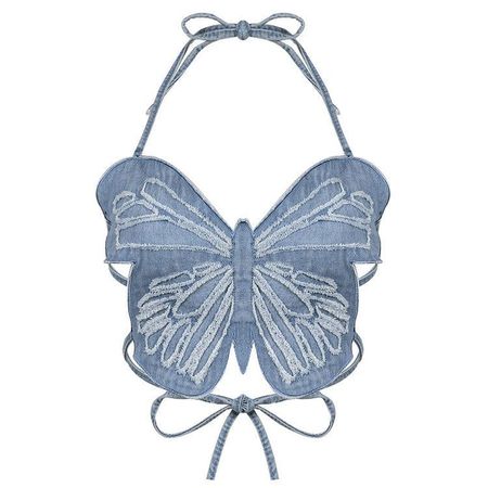 Y2K Butterfly Denim Top | BOOGZEL CLOTHING – Boogzel Clothing
