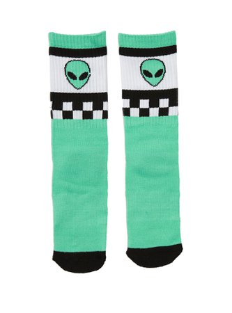 Alien Checkered Girls Crew Socks