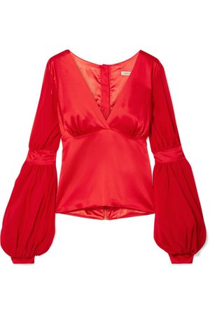 Silvia Tcherassi | Corinilla silk-blend satin and organza blouse | NET-A-PORTER.COM
