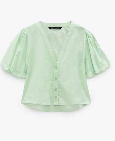 blusa verde manga curta