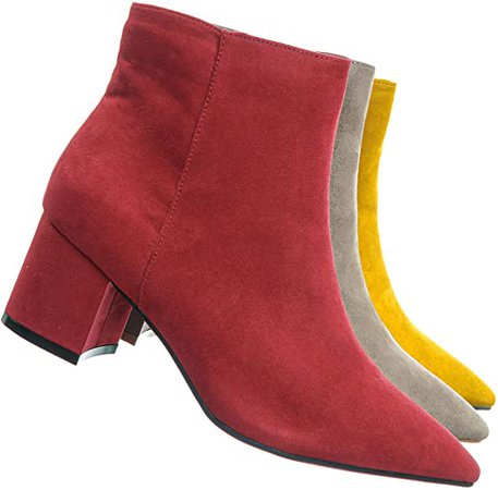 Amazon.com | Aquapillar Pointed Toe Block Heel Dress Bootie - Women Chunky Heel Ankle Boots | Ankle & Bootie