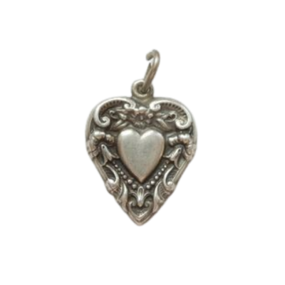 silver heart-shaped charms
