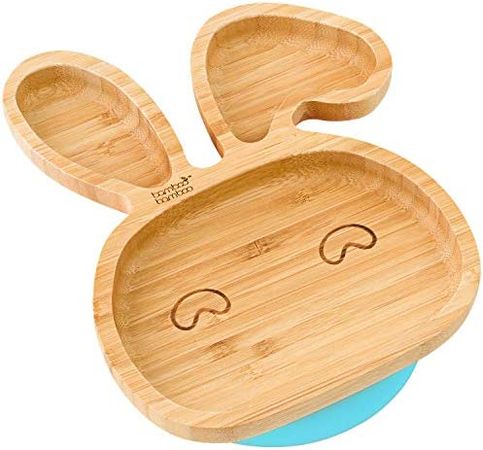 Amazon.com: Bamboo Baby Plate with Suction - Kids and Toddler Suction Cup Plate for Babies, Non-toxic All-Natural Bamboo Baby Food Plate Stays Cool to the Touch for Baby-Led Weaning (Bunny-Green) : Baby