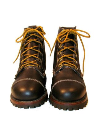 90s Grunge Miner Work Boots Vintage Black Leather Lace Up | Etsy