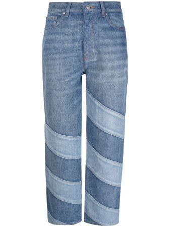 GANNI diagonal-stripe denim jeans - FARFETCH