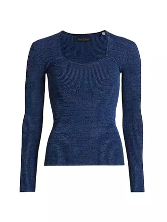 Shop Elie Tahari Space-Dye Ribbed Knit Sweater | Saks Fifth Avenue