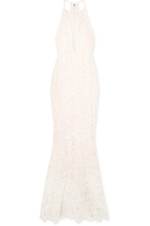 Galvan | Positano tulle-paneled lace gown | NET-A-PORTER.COM