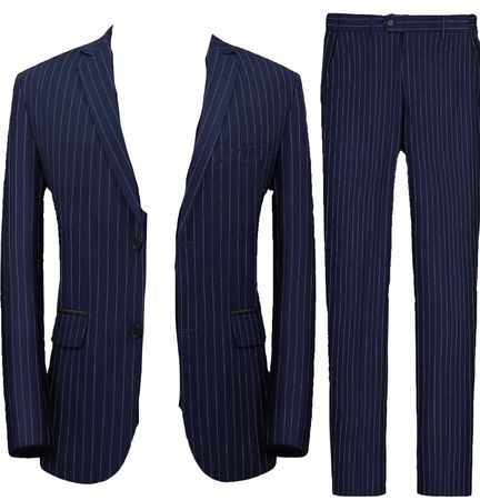 Navy pinstripe suit