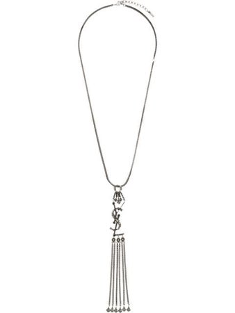 Saint Laurent Silver-Tone Logo-Embellished Necklace 601658Y1526 | Farfetch