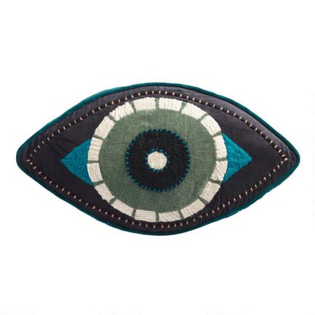 Teal and Black Evil Eye Gusseted Throw Pillow | World Market