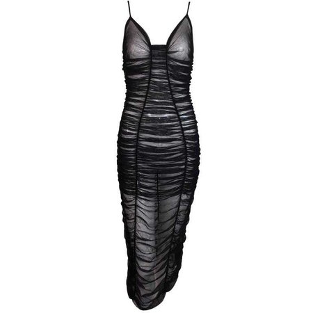 Dolce and Gabbana Runway Sheer Black Fishnet Mesh Pin-Up Wiggle Dress, S / S 2001 For Sale at 1stdibs