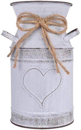 Amazon.com: HIDERLYS 7.5" High Decorative Vase with Unique Heart-Shaped and Rope Design, Galvanized Finish- Rustic Decorated for Living Room, Bedroom, Kitchen (Grey): Home & Kitchen