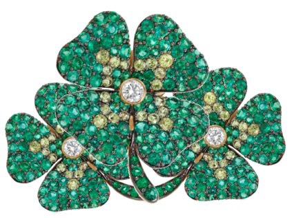 emerald clover brooch
