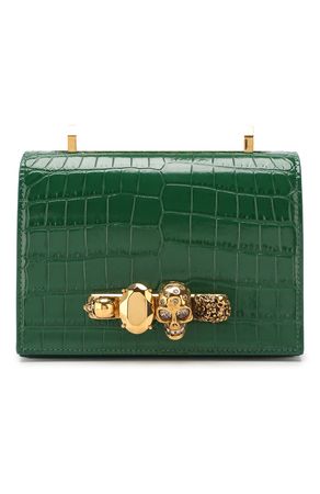 Женская сумка jewelled satchel small ALEXANDER MCQUEEN зеленая цвета — купить за 121500 руб. в интернет-магазине ЦУМ, арт. 587218/1HB0T