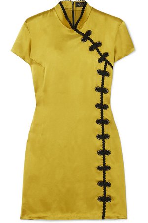 De La Vali | Suki appliquéd satin mini dress | NET-A-PORTER.COM