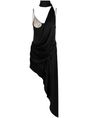 David Koma rhinestone-embellished Draped Asymmetric Dress - Farfetch